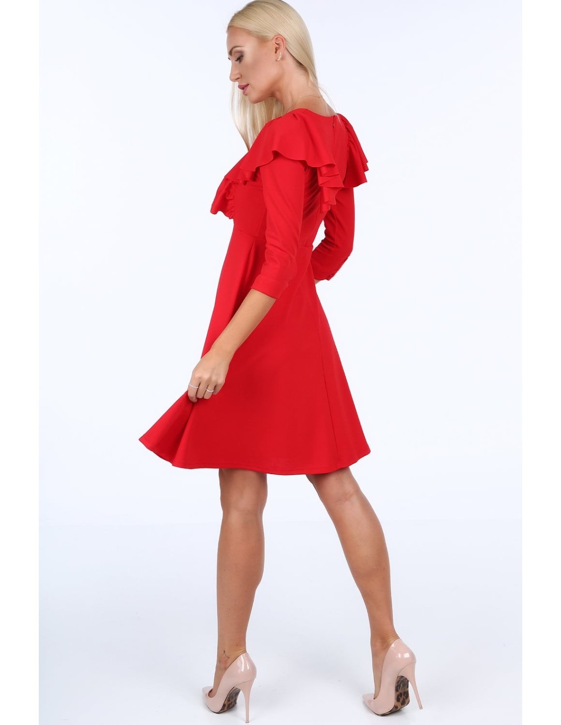 Rotes Kleid mit Rüschen 1818 – Online-Shop – Boutique